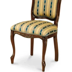 Stilvoller Barock Polsterstuhl Magari mit Stoff Blau Gelb