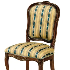 Stilvoller Barock Polsterstuhl Magari mit Stoff Blau Gelb
