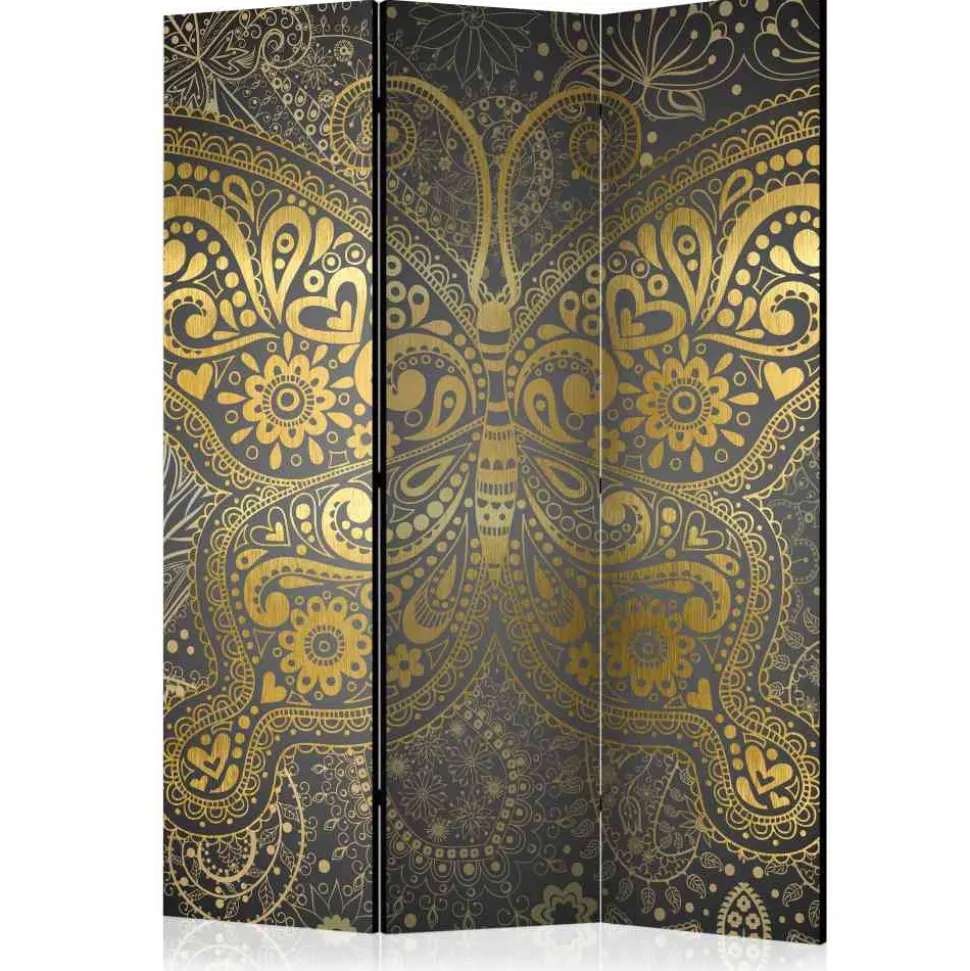 Stilvoller Paravent in Gold Grau - Mataral