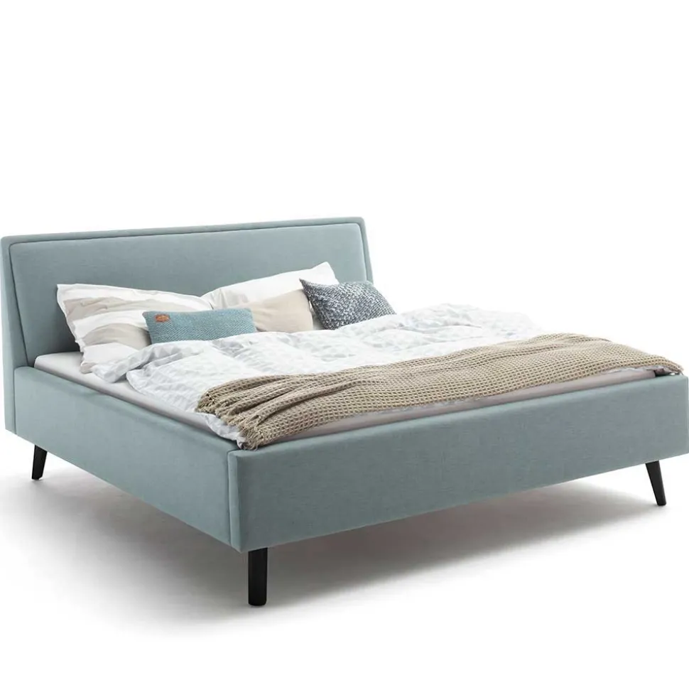 Stoff Bett in Hellblau mit Schwarz - Longli