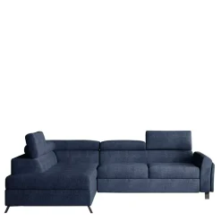 Stoff Dreisitzer Ecksofa in Blaugrau - Crosbys