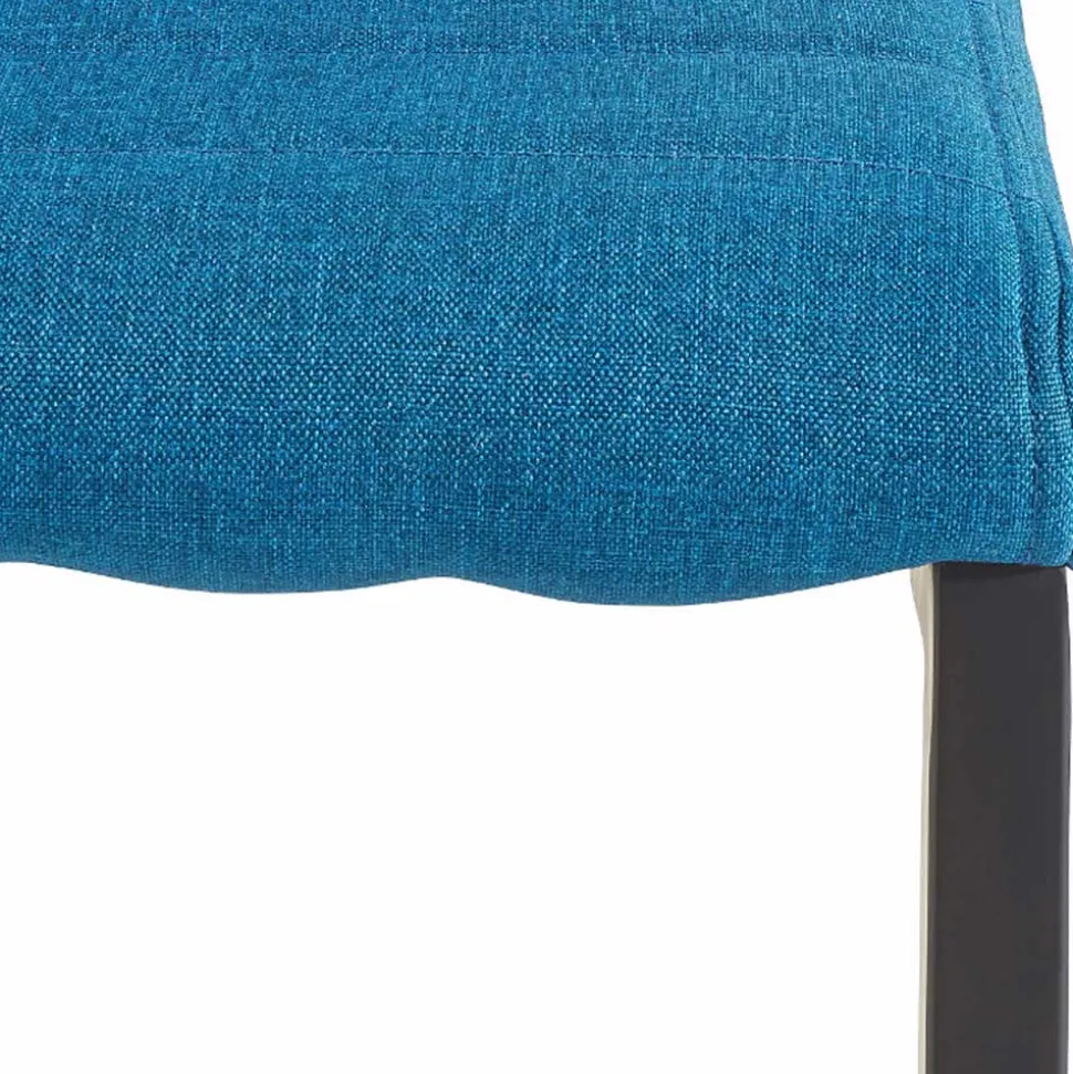 Stoff Freischwinger Stuhl in Petrol Blau - Isakina (2er Set)