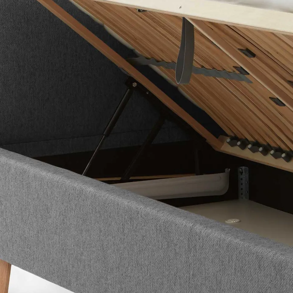 Stoffbett im Skandinavischen Stil in Grau - Cepter