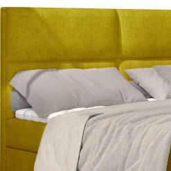 Stoffbett in Currygelb mit Matratzen und Topper - Hadaoi