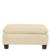 Stoffhocker in Beige mit Nussbaum Braun - Nando