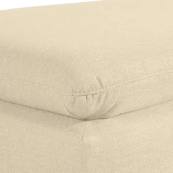 Stoffhocker in Beige mit Nussbaum Braun - Nando