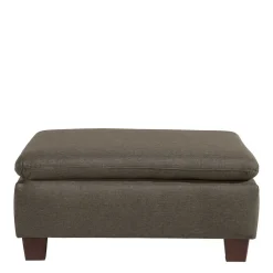 Stoffhocker in Beigegrau und Nussbaum - Abecra