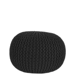 Strickstoff Pouf in Schwarz - Selvas