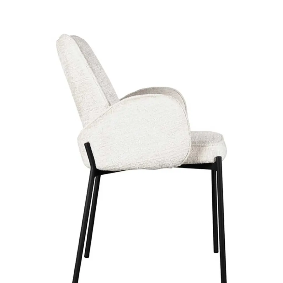 Stuhl in Cremeweiß Struktursamt - Propanja (2er Set)