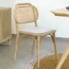 Stuhl mit Wiener Geflecht & Stoffsitz Beige - Fiorenza (2er Set)