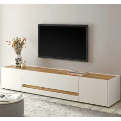 Stylische Wohnwand in Weiß & Wildeiche - Nonessia (vierteilig)