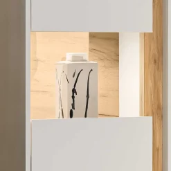 Stylische Wohnwand in Weiß & Wildeiche - Nonessia (vierteilig)