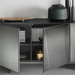 Stylisches Sideboard mit Spiegel Front in Rauchgrau - Odangelo