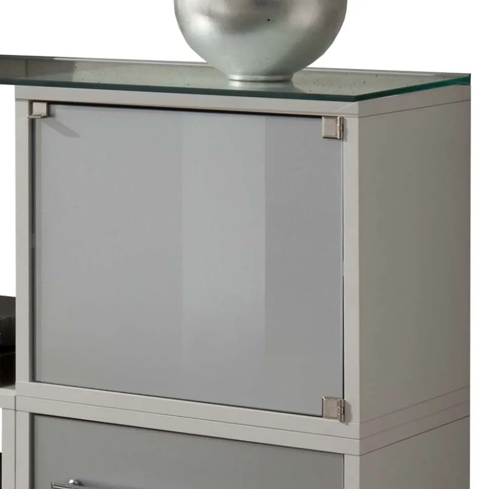 Stylisches Stauraum Möbel in Weiß & Silber - Imtrador