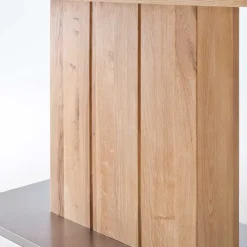 Säulen Esstisch mit Balkeneiche Powera & Bodenplatte mit Metall Mantel