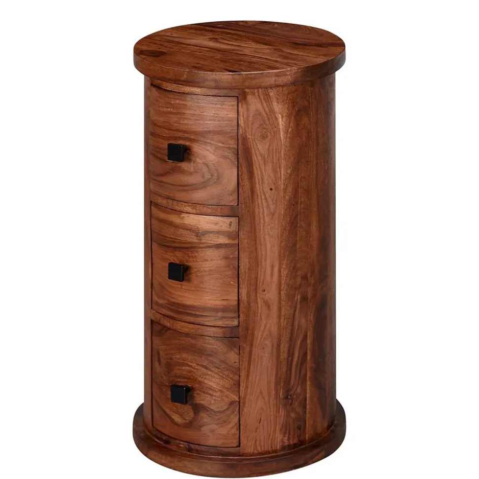Säulenkommode aus Mangoholz mit drei Schubladen - Active