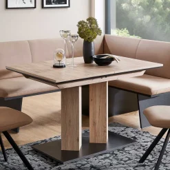 Säulentisch in Wildeiche Optik & Schwarz - Annimo