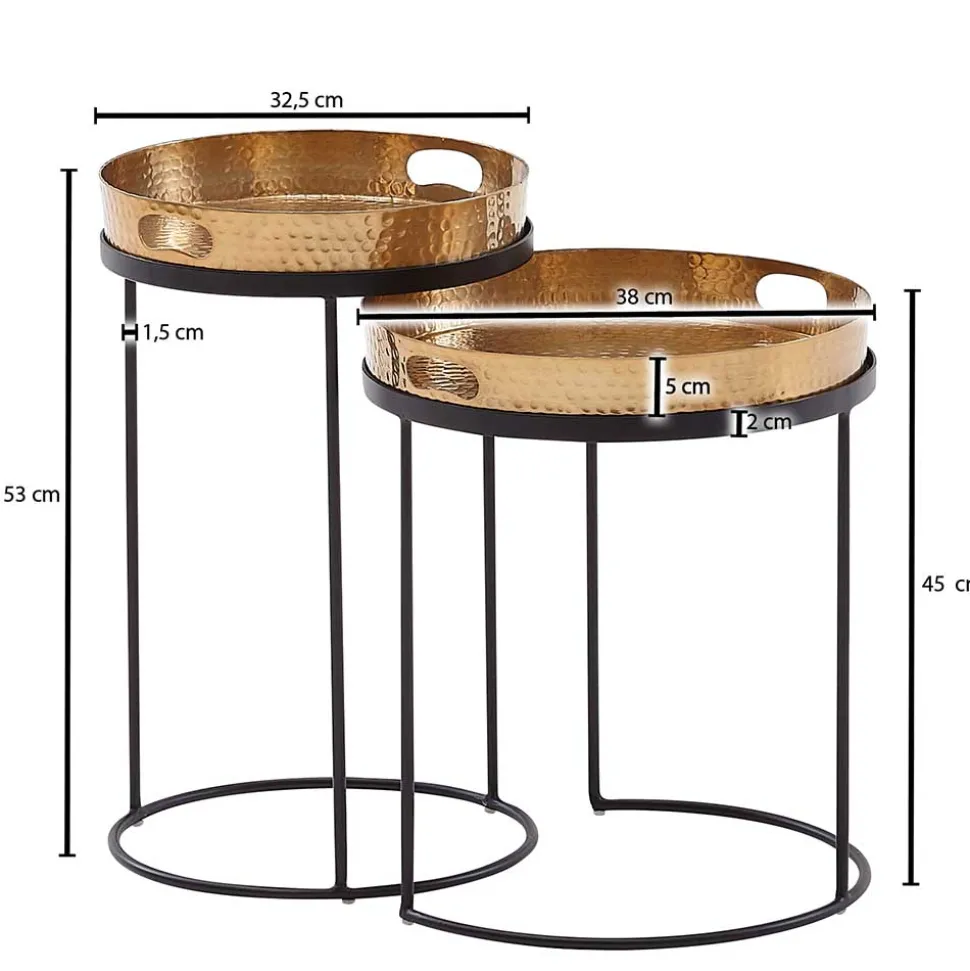 Tablett Beistelltische in Gold - Jucaras (zweiteilig)