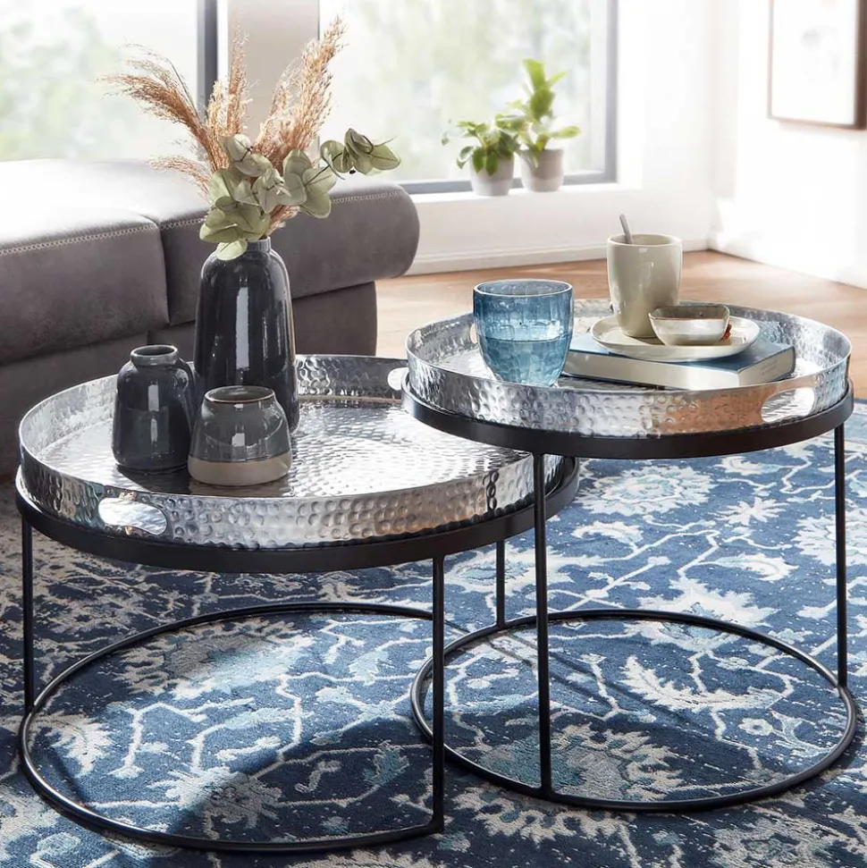 Tablett Couchtische in Silber - Astuto (zweiteilig)