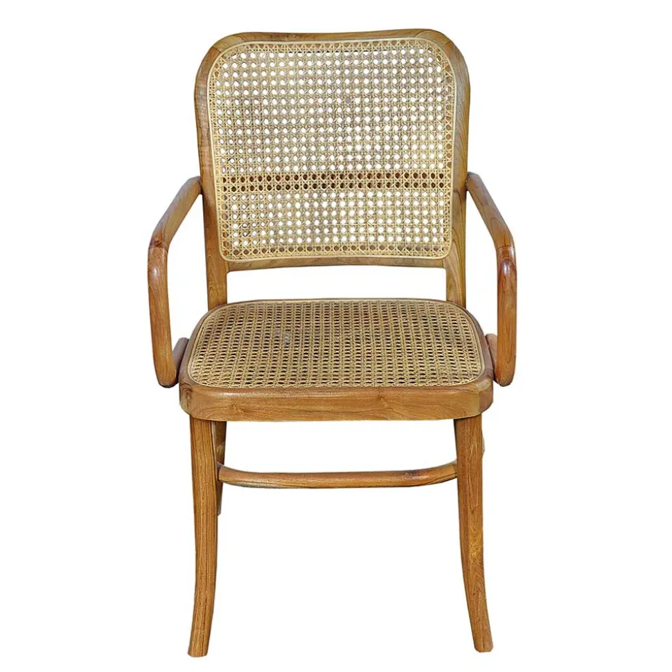 Teak Armlehnenstuhl mit Wiener Geflecht - Crasidio