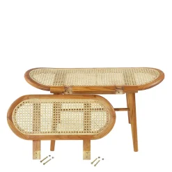 Teak Wohnraum Bank mit Wiener Geflecht - Feliana
