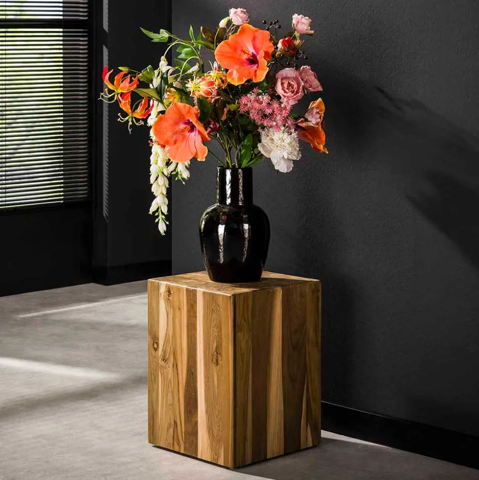 Teakholz Blumensäule modern-rechteckig - Diskus