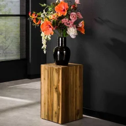 Teakholz Blumensäule modern-rechteckig - Diskus