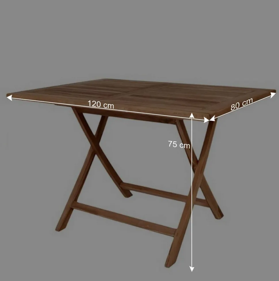 Teakholz Garten Klapptisch in 120x80 cm - Vienna