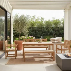 Teakholz Gartentisch-Gruppe massiv - Crajeva (fünfteilig)