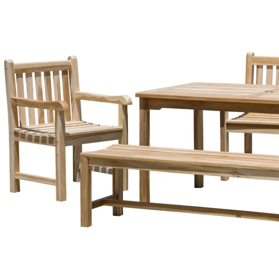 Teakholz Gartentisch-Gruppe massiv - Crajeva (fünfteilig)
