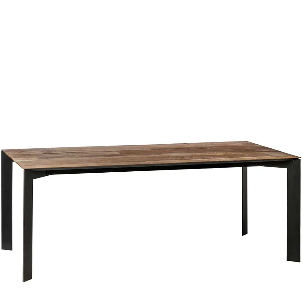 Teakholz Tisch mit Stahl Gestell Schwarz - Hariesca