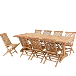 Teakholz Tischgruppe mit acht Stühlen - Kaena (neunteilig)