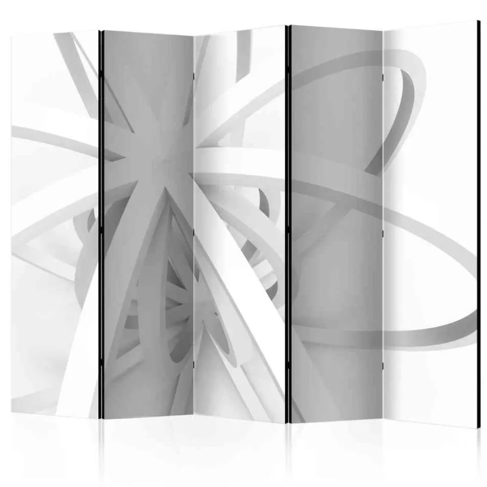 5-teiliger Design Paravent in Weiß Grau - Baladi