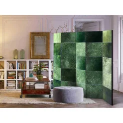 5-teiliger Leinwand Paravent in Grün - Yushu