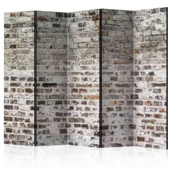 5-teiliger Paravent Mauer in Braun Weiß - Toronto