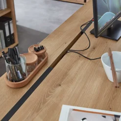 Teilmassive Büroeinrichtung als Set - Emly (fünfteilig)