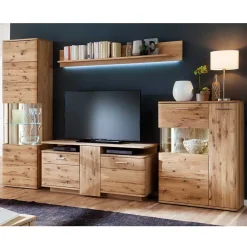 Teilmassive Wohnkombination in Eiche - Crokas (vierteilig)