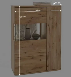 Teilmassive Wohnkombination in Eiche - Crokas (vierteilig)