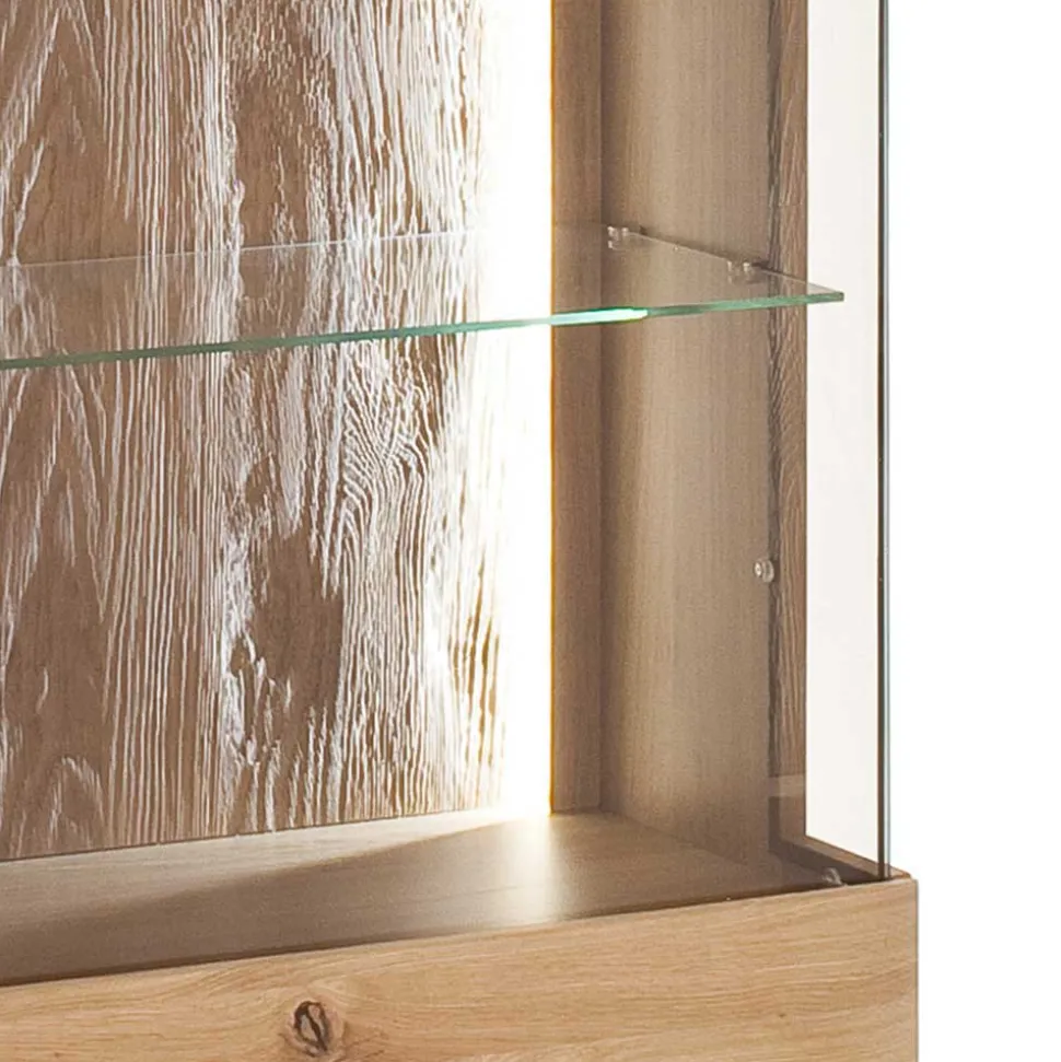 Teilmassive Wohnzimmervitrine in Eiche - Crokas