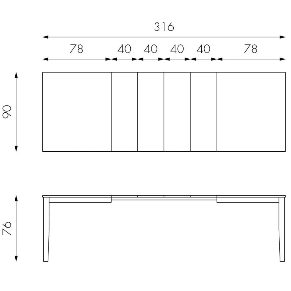 Teilmassiver Ausziehtisch Esche Cibiao in 2 Größen