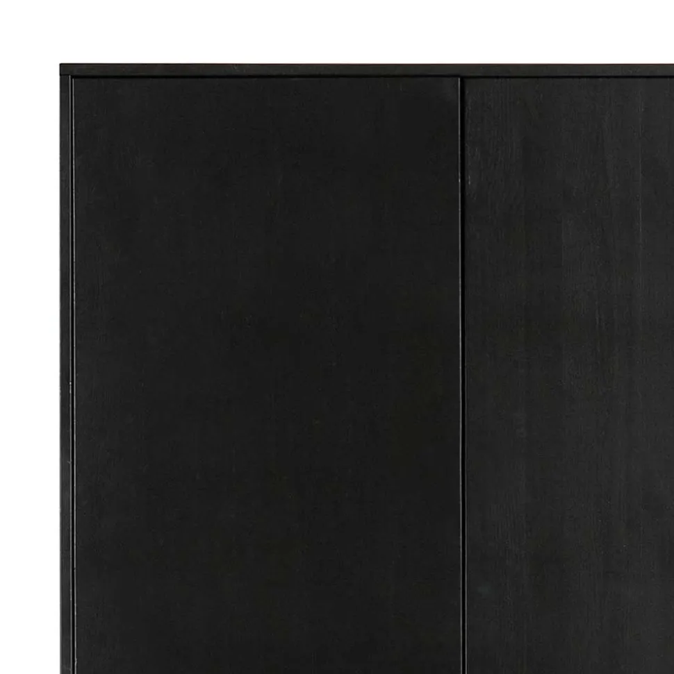 Teilmassiver 94x180x40 Kiefernholz Kleiderschrank in Schwarz - Ilvessino