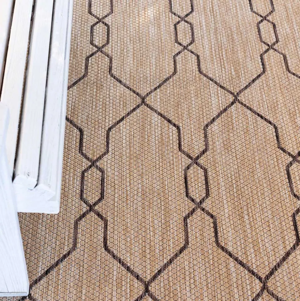 Teppich für Terrasse und Garten in Hellbraun & Grau - Flurina