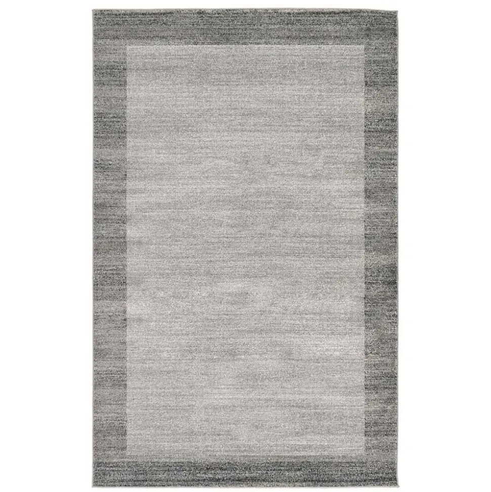 Teppich in Hellgrau mit dunkelgrauem Rand - Armina