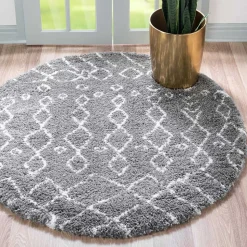 Teppich mit 150 cm Durchmesser in Grau & Creme - Ossana