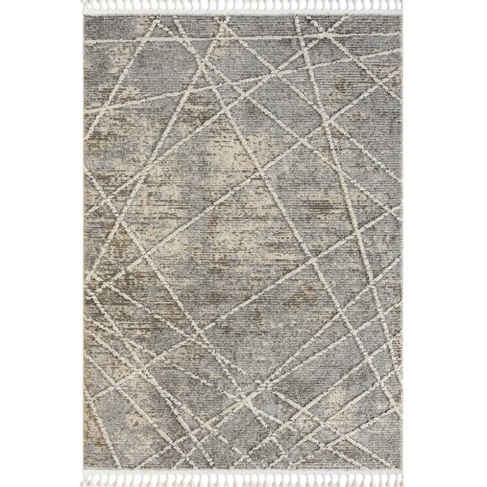 Teppich mit Fransen in Beige & Grau - Fulivia