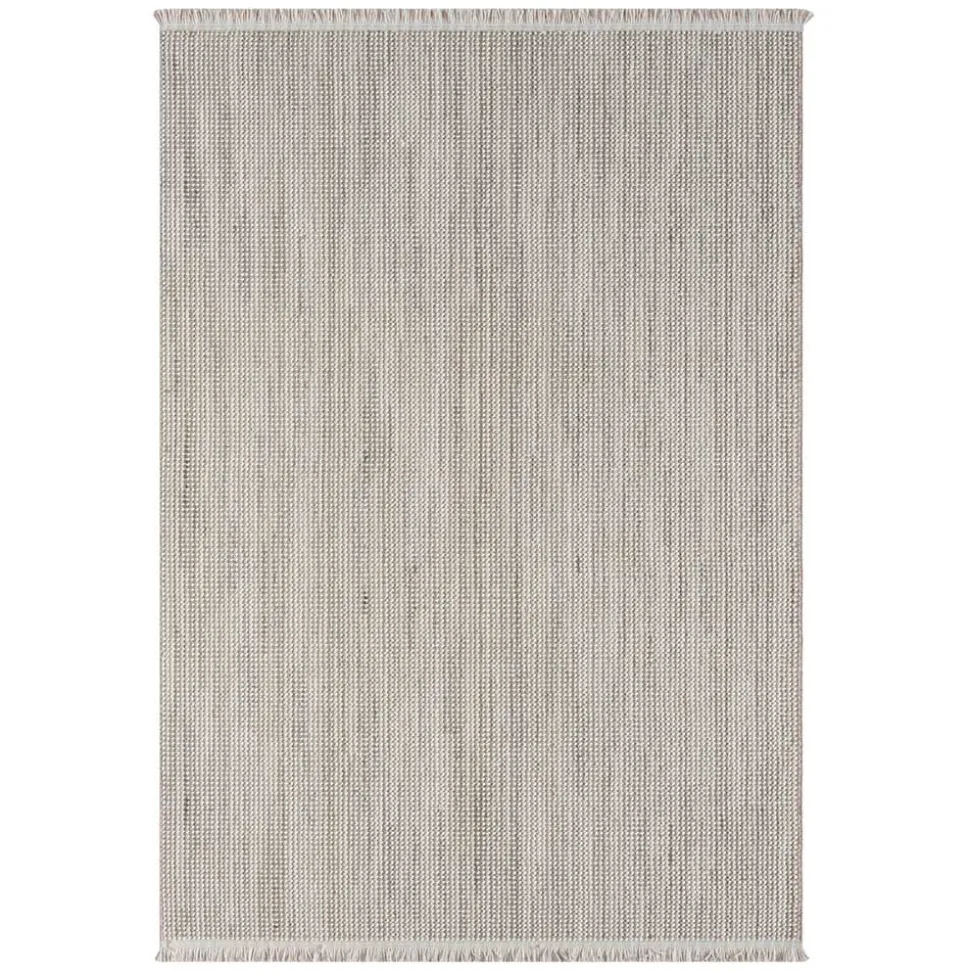 Teppich mit Fransen in Weiß und Hellgrau - Vergil