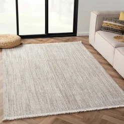 Teppich mit Fransen in Weiß und Hellgrau - Vergil