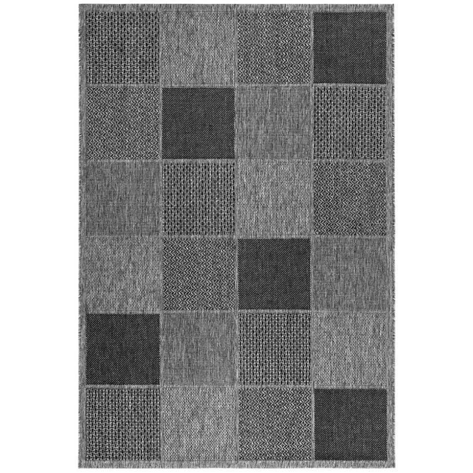 Teppich mit Quadratmuster in Silbergrau Grau - Lydija
