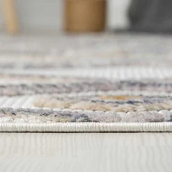 Teppich mit Rauten Muster in Beige und Weiß - Nikolan