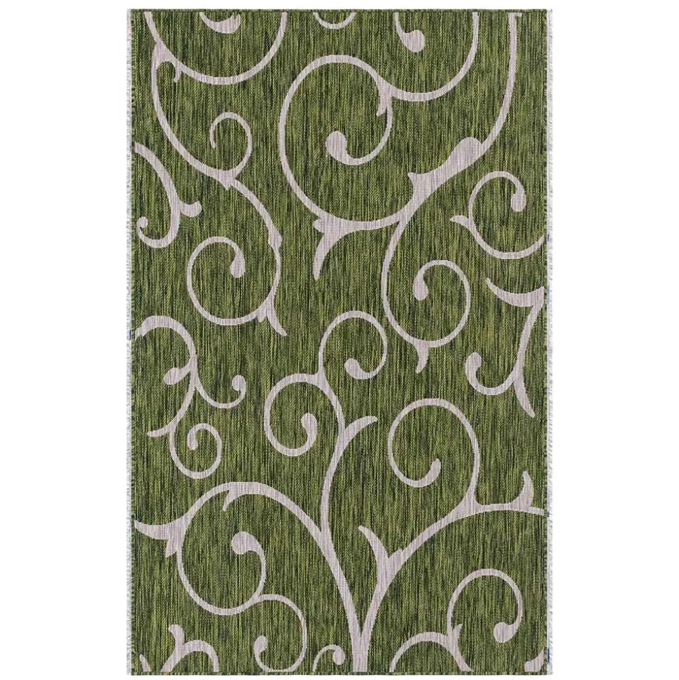 Terrassen Teppich in Oliv Grün und Cremeweiß - Duran